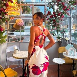 NEW ! Zara  dress maxi satin PRINT  boho  
🚨FIRM  PRICE NO DISCOUNT NO DISCOUNT